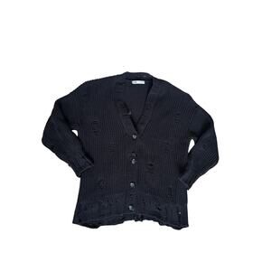 Zara Crocheted Black Button Up Cardigan - Size S